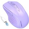 TechRise Mouse Bluetooth 2.4G (BT 5.0/3.0+2.4G), 4800 DPI con Ricevitore USB A, Wireless Silenzioso DPI 6 Livelli, Adatto per Laptop, PC, Windows