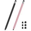 MEKO Pennino capacitivo universale 2 in 1 per iPhone/iPad/Pro/Mini/Air/Samsung/Tablet con 6 punte di ricambio (nero + oro rosa)