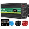 JIGUUN 3000W inverter 12v 220v onda pura Trasformatore con 2 prese EU e una porta USB 2.4A Telecomando con cavo e display LCD Potenza di picco 6000W per camion camper emergenza (3000W12V)