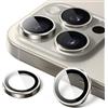 Generic Protezione per fotocamera con anello in metallo per iPhone 16 Pro/iPhone 16 Pro Max HD, in vetro temperato, copertura protettiva per obiettivo singolo, grigio