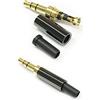 ABLET 2 Pack Gold 1/8 3.5mm 3 Pole TRS Maschio Riparazione Cuffia Femmina Connettore Metallo Audio Saldatura Auricolare Spina Nero
