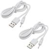 eMagTech Cavo Caricabatterie CC USB 2 Pezzi Compatibile Con Huion P80/GT-P80/PF150/Q11K V1/ UGEE M708/2150 Penna Da Disegno Penna Per Tablet Cavo Di Ricarica Per Dispositivo DC 2.0mm Bianco 1M