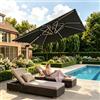 JUMMICO Ombrellone Rettangolare 400x300x260 cm, Parasole da Giardino in Alluminio Antiruggine e Anti-UV con 8 Stecche, Regolabile per Terrazza e Spiaggia, Grigio
