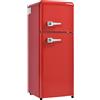 Elaimoros Frigorifero retrò, frigorifero-congelatore combinato, 41 x 45,5 x 105,5 cm, a due porte, con una capacità totale di 92 litri. 116 kWh/anno, da -27 °C a 13 °C [classe energetica D] (Rosso)
