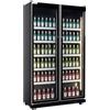 Ristoattrezzature Frigo vetrina bibite verticale refrigerata 2 ante in vetro nera +0 +10 °C 690 lt 114x65x202h cm