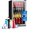 KLARSTEIN Beersafe 124 L Frigorifero per Bevande con Porta in Vetro, Nero/Argento | luce LED, ripiani metallici estraibili, silenzioso, frigo bar per birra, lattine e bottiglie
