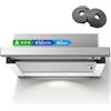 TopStrong Cappa Aspirante 60cm, 450m³/h, A+++, Sottopensile, Brushless | motore brushless, cappa estraibile, filtro alu 5 strati, filtri carbone inclusi, LED, tubo alu 2m, spina VDE