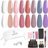 ROSALIND Kit Semipermanente Unghie con UV LED Lampada 8+2 Pezzi Bianco Rosa | Blu Viola Smalto Semipermanente Unghie, Mini Soak Off Kit Per Unghie Manicure Regalo