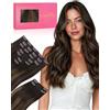 WENNALIFE Extension con clip in capelli veri, 150 g, 35 cm, 9 pezzi, balayage marrone scuro a chestnut marrone con clip in capelli veri e naturali