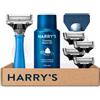 Harry's Set per la Rasatura a Umido, Manico di Colore Blu | Rasoio Truman con 4 Lamette di Ricambio, Gel da Barba, Protezione Lama e Lame Sviluppate in Germania con 5 Lame Ciascuna
