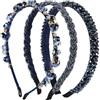 SSKHE 3 fasce per capelli con strass, blu scuro e glitter per costume Dirndl, accessori per capelli blu, in metallo, per principessa, per matrimonio comunione Carnival
