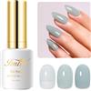 Imtiti Verde Smalto Semi Permanente, 15ml French Semi Permanente Verde Salvia Trasparente Cristallo Gel Nail Polish Gelatina Smalto Per Unghie Gel Semi Permanenti Manicure Soak Off UV Led