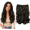 CAISHA 50cm 1 Trama Extension con Banda Elastica Extensions Per I Capelli Posticcio Ondulato Marrone Chiaro E111-1