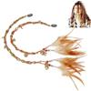 PH PandaHall Extension di capelli hippie 2 pezzi di estensioni di Dreadlocks in piume stile bohemien, parrucche in finta pelle scamosciata con perline in legno e ciondoli in metallo per donne fai da