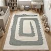 CARPETIA Tappeto di design per bambini, per cameretta dei bambini, moderno, a pelo corto, morbido, struttura profonda, effetto rilievo, facile da pulire, elegante, color crema, verde, 160 x 230 cm