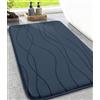 chakme Tappeto da bagno, 43 x 61 cm, blu, antiscivolo | Tappetino da doccia in memory foam, lavabile, assorbe l'acqua