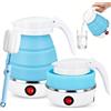 vnfsmy Bollitore pieghevole da 600 ml, bollitore da viaggio, in silicone, portatile, con 1 spazzola pieghevole, mini bollitore elettrico in silicone per campeggio, cucina, viaggi, campeggio, attività