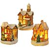 Jodsen Decorazione Natalizia Luminosi, 3 Pezzi Resina Casette Natalizie con Luce a Led, Paesaggio Natalizio Casette Natalizie Luminose per Decorazioni Natalizie, Regali Eccellenti, Ornamenti Natale