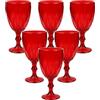 cecaro group - Set 6 Calici in Vetro Colorato Rosso 320 ml | Bicchieri da Vino Natalizi Eleganti