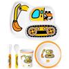 Lehoo Castle Piatti Bambini, Set Stoviglie Bambini Escavatore 5 pezzi BPA-free, Piatto, Ciotola, Bicchiere, Cucchiaio, Forchetta, Regalo per Bambini e Bambine