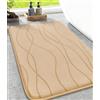 chakme Tappeto da bagno, antiscivolo, 43 x 61 cm, beige scuro | Tappetino da doccia in memory foam, lavabile, assorbe l'acqua