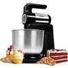 Duronic SM3 Mixer da Cucina Elettrico 2-in-1 con 300W | Robot da Cucina con Ciotola in Acciaio Inox da 4 L e 3 diversi ganci, 5 Velocità e Funzione Turbo