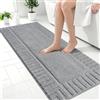 Famibay Tappeto da bagno antiscivolo, lavabile, grigio, 60 x 150 cm, assorbente, tappetino da bagno