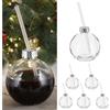 Cepewa Set di 6 palline per l'albero di Natale, capacità 400 ml, diametro 10 cm, vetro con cannuccia