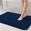 PUFFMAT Tappeto da bagno antiscivolo, super assorbente, in microfibra, morbido, soffice, lavabile in lavatrice, per bagno, WC, doccia, 90 x 60 cm, blu navy
