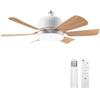OKSANO Ventilatore da soffitto con luce e telecomando,Grano di legno bianco piccola luce del ventilatore da 45 cm con lampadina LED dimmerabile, 3 temperature di colore