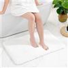 Disolla Tappeti da bagno bianchi 24x36, tappetino da bagno spesso in | Tappetino da bagno altamente assorbente, ultra morbido, lavabile in lavatrice, per doccia, lavandino, vasca