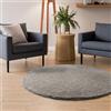 Interiyou Tappeto salotto a pelo alto Sofia - 250x250 cm Rotondo Grigio Chiaro - Soffice e monocromatico - Lavabile e antiscivolo - Lungo morbido