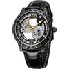 FORSINING Orologi da uomo unici automatici di lusso retrò cinturino in pelle luminoso auto vento orologio da polso, trasparente, Trasparente, cinturino