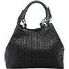 Chicca Borse Borsa a Mano Stampa Intrecciata da Donna con Tracolla in vera pelle made in Italy - 34x29x18 Cm