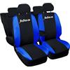 Auto Accessori Lupex Copri-sedili Auto Compatibili Idea | Made In Italy | Set Coprisedili Anteriori e Posteriori | Logo Ricamato | Airbag Compatibile | Interni (Nero/Blu Royal)