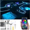 QAUBEN Kit di luce dell'atmosfera dell'auto 6m Fibra ottica RGB Multicolore memoria musica attiva Bluetooth APP Controllo 64 colori USB Kit di illuminazione ambientale dell'interno auto Footwell 12V