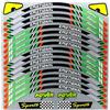 INDIAN STORE 24 Set di adesivi per cerchi DIN 12899 Strisce adesive per bordi Cerchi moto da 17 pollici Resistenti all'acqua e ai raggi UV Vinile di alta qualità Design sportivo Strisce (Verde 16 pezzi)