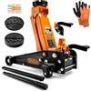 Verda Cric idraulico 3T, altezza di sollevamento 130-490mm, con pedale a piedi, 2X gomma, coltello per profili, guanti da montaggio, sollevatore piatto, sollevatore professionale, per auto, camper