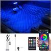 QAUBEN RGB Auto Footwell Kit di Illuminazione Ambientale Autoicabatteria Auto + USB 16,7 Milioni Colori Musica Attiva App Controllo + Telecomando RF Accendino Auto Interni Multicolore Atmosfera Luce