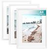 SONGMICS Cornici Foto A4, Portafoto da Parete e da Tavolo, Set di 3 | In Pannello MDF, con Chiodi senza Traccia, Bianco, Collezione KAVI RPF056WZ01