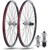 KUNYOS Set di Ruote MTB 24/26/27,5/29 Pollici 32 Fori, ASSE A Sgancio Rapido, Ruota Anteriore 15 X 100 Mm, Ruota Posteriore 12 X 142 Mm, Mozzo Ruota per Freni A Disco per 7-11 velocità