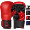 AQF Guanti MMA, Guantoni da Boxe Palmo Aperto Per Muay Thai Kickboxing | Guantini Arti Marziali, Pelle Rex Alta Qualità, Design Flessibile Con Dita Separate, Guanti Sacco per Sparring Allenamento