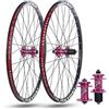 KUNYOS Set di Ruote MTB 24/26/27,5/29 Pollici, 32 Fori, ASSE A Sgancio Rapido, Ruota Anteriore 12 X 100 Mm, Ruota Posteriore 12 X 142 Mm, Mozzo Ruota per Freni A Disco per 7-11 velocità