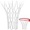 POPETPOP Rete da basket con catene in acciaio, rete rinforzata per canestro da basket standard, resistente alle intemperie, colore argento, 1 pezzo