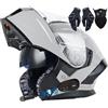 NIKANXIA Casco moto modulare ribaltabile Bluetooth certificato ECE | Visiera anti-appannamento, anti-urto, per scooter chopper, unisex uomo donna