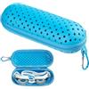 Generic Custodia per occhialini da nuoto con foro di scarico, cerniera e | Chiusura a cerniera, design portatile, adatto per occhiali da sole, custodia protettiva, moschettone incluso