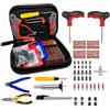 NLCClux Kit di riparazione pneumatici da 65 pezzi, kit di foratura per auto | Kit di riparazione per forature tubeless con manico a T, 20 strisce di riparazione, manometro e custodia per auto, furgoni
