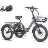 Fafrees F20 Mate Triciclo Elettrico per Anziani, Pieghevole 20 * 3.0, Batteria da 48 V/20 Ah, Cestino Anteriore, Freni Idraulici, Triciclo da Carico da 250 W, Autonomia 115km