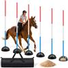 Motionchic 6 pali pieghevoli da 1,8 m per cavalli, spessi e resistenti, regolabili in altezza, attrezzatura per allenamento sportivo equestre per cavallo, calcio, calcio, cane