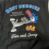 NESSUNA MARCA Giacca da stadio nera ricamata Tom and Jerry nuova con etichette dettaglio ma...